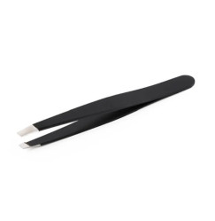 Eyebrow tweezers, beveled, sharp, unbranded / black