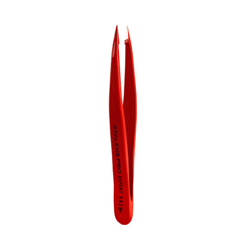 Пінцет для брів STALEKS PRO EXPERT / 11 TYPE 5 / червоний