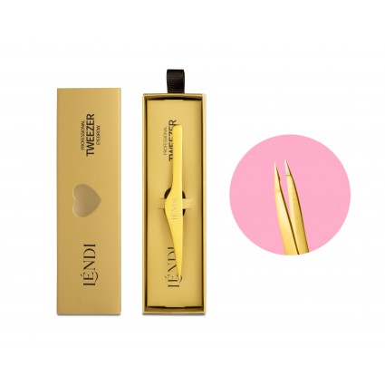 Пинцет для бровей ТОЧЕЧНЫЙ Lendi / Golden Spark Point / золотой (в коробочке)
