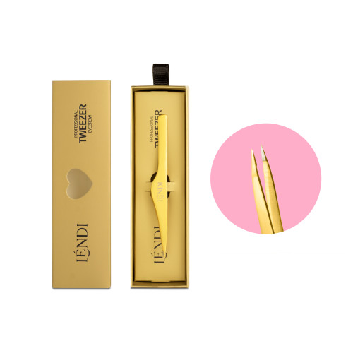 Eyebrow tweezers POINT Lendi / Golden Spark Point / gold (in a box)
