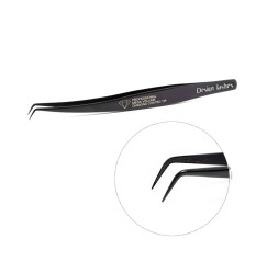 Tweezers for eyelash extensions Design Lashes / DIAMOND / mini L (75° angle) / black