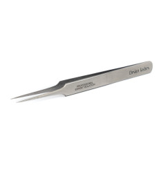 Pęseta do przedłużania rzęs Design Lashes / prosta płaska / srebrna