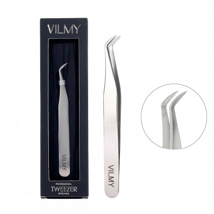Eyelash extension tweezers VILMY / boot (tilt angle 50°) / S-50