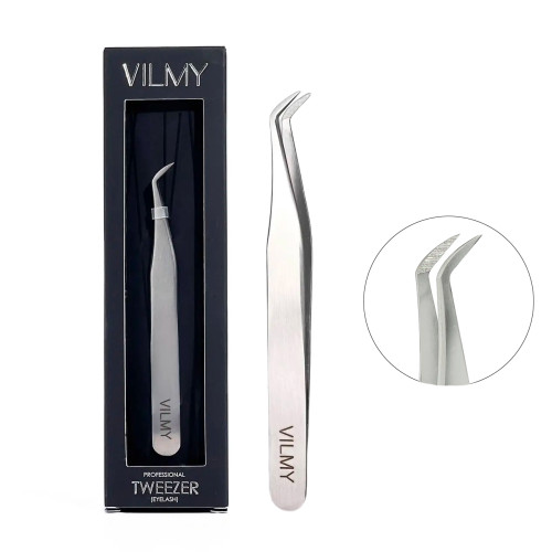 Eyelash extension tweezers VILMY / boot (tilt angle 50°) / S-50