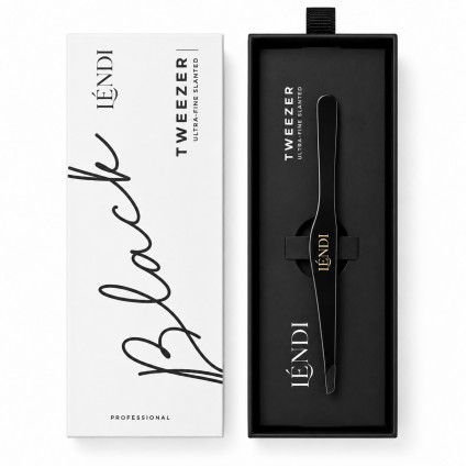 Pęseta do brwi skośna Lendi - ULTRA TWEEZER - Black