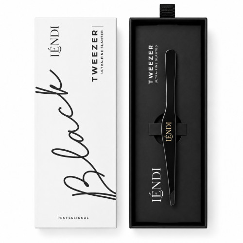 Пінцет для брів скошений Lendi - ULTRA TWEEZER - Black