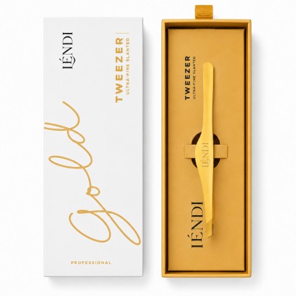 Pęseta do brwi skośna Lendi - ULTRA TWEEZER - Gold