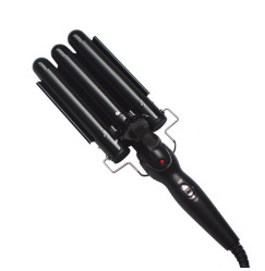 Плойка для волос на 3 волны 25 мм - Hair Curler M-11, черная - УЦЕНКА (мятая упаковка)