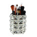 Brush stand with decorative stone - round SILVER (square stones)