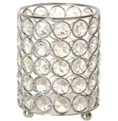 Brush stand with decorative stone / round high SILVER (round stones)