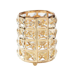 Brush stand with decorative stone - round GOLD (square stones) - DISCOUNT