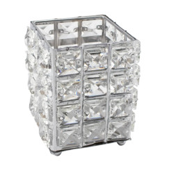 Brush stand with decorative stone / square SILVER (square stones)