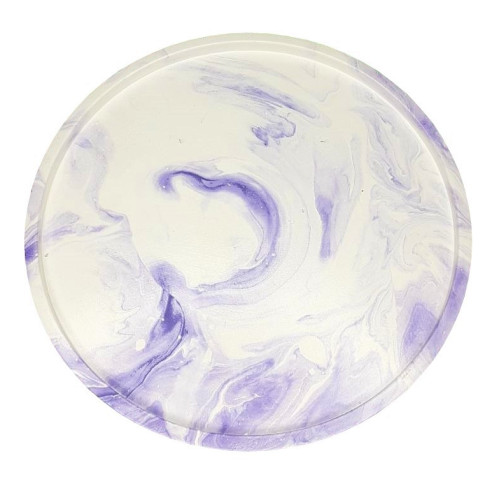 Stand planter flat round large 25 cm / purple marble