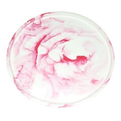Stand planter flat round large 25 cm / pink marble