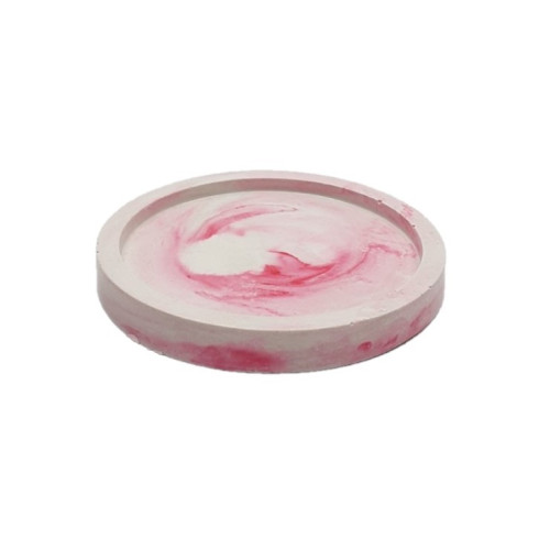 Stand planter flat round small / pink marble