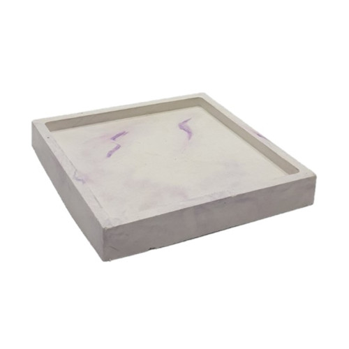Flat planter stand square / purple marble