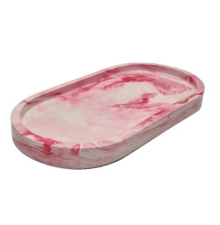 Stand planter flat oval / pink marble