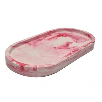 Stand planter flat oval / pink marble
