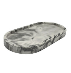 Stand planter flat oval / gray marble