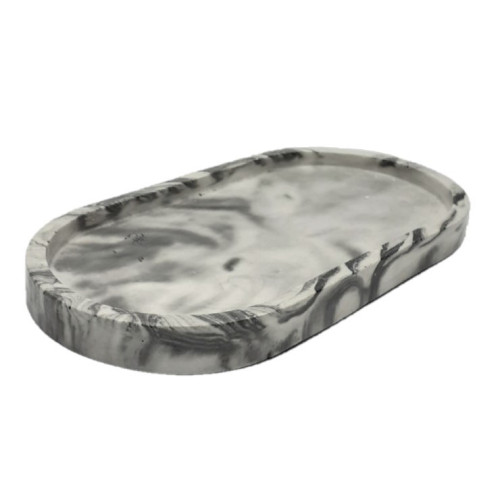 Flat oval planter stand / gray marble / MARKOUT