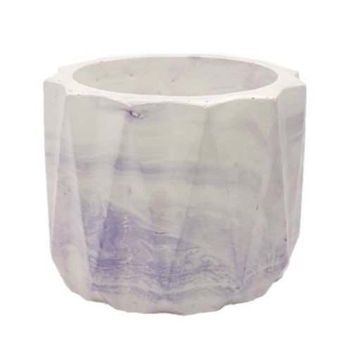 Stand planter glass ribbed / purple marble