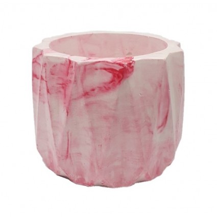 Stand planter glass ribbed / pink marble