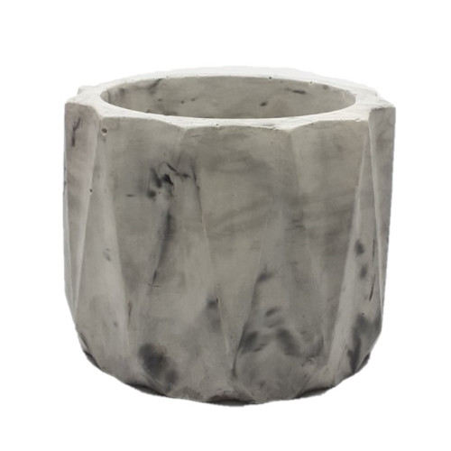 Stand planter glass ribbed / gray marble