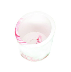 Beveled glass planter / pink marble