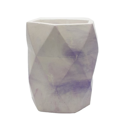 Stand planter glass tall rhombus / purple marble