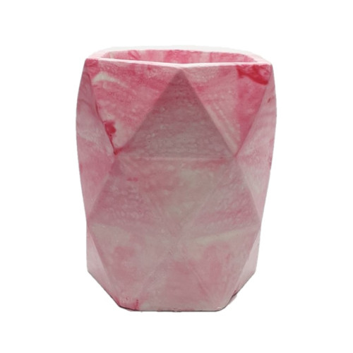 Stand planter glass high rhombus / pink marble