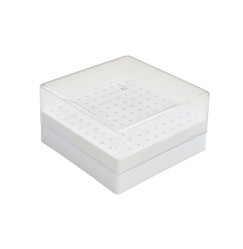 Plastic Drill Bit Stand with Lid for 100 Drill Bits - White