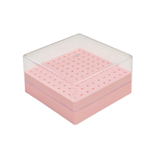 Plastic stand container for 100 cutters with a lid - pink