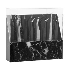 Stand for 8 tweezers with lid / black marble