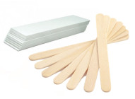 Depilatory strips, spatulas