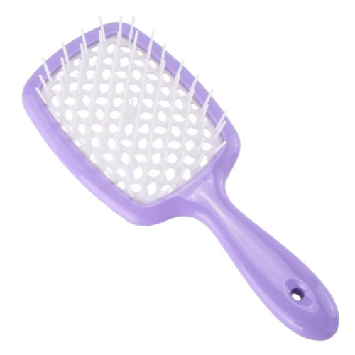 Гребінець для волосся Hair Brush - лілова ручка з білою серединою (у коробці)