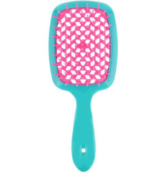 Hair brush - turquoise handle with raspberry pink center | in a box |