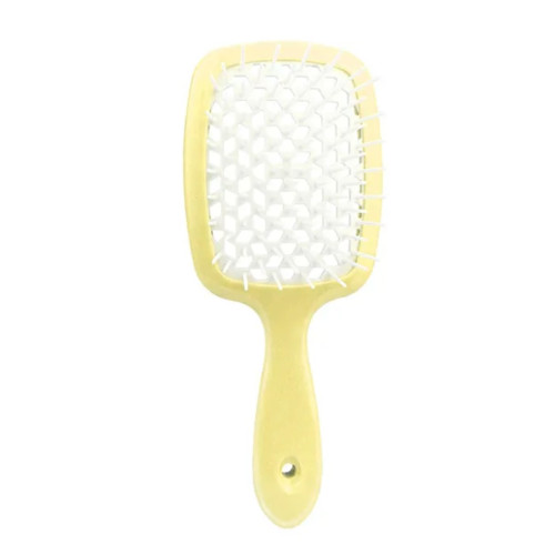Hair Brush - Yellow Handle with White Center
