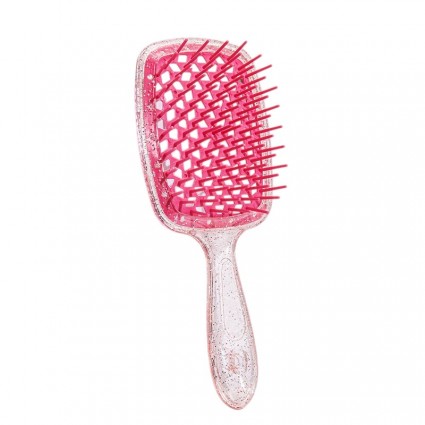 Расческа для волос Hair Brush - розовая с блестками (в коробке)