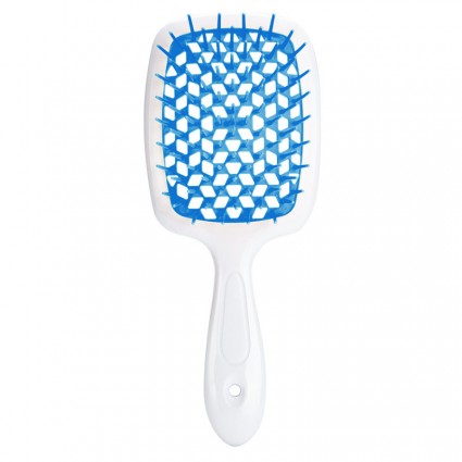 Расческа для волос Hair Brush - белая ручка с синей серединой (в пакете)
