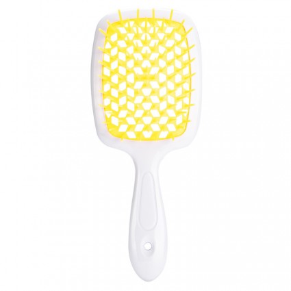 Расческа для волос Hair Brush - белая ручка с желтой серединой (в пакете)