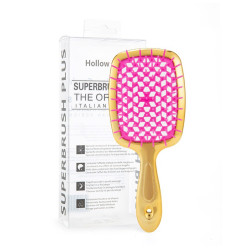 Hair Brush - gold handle with raspberry center (in box)