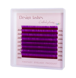 Вії для нарощування Design Lashes (10 ліній) / 0,07, mix C / 7-12 мм / фіолетові