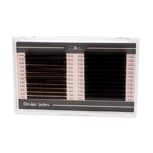 Ресницы для наращивания Design Lashes (24 линии) / 0,07, mix C / 7-14 мм / темный шоколад
