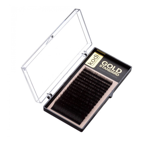 Eyelashes for extension Kodi (16 rows) Gold Standard / B 0.07 mix 6-8-9-10-11-12-13 mm / black