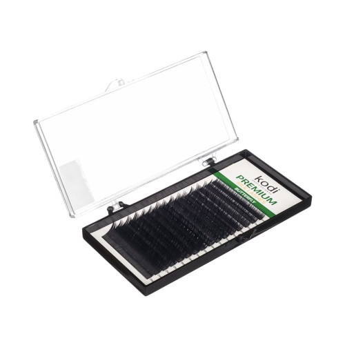 Eyelashes for extension Kodi (16 rows) PREMIUM Butterfly Green / D 0.07 mix 9-14 mm / black