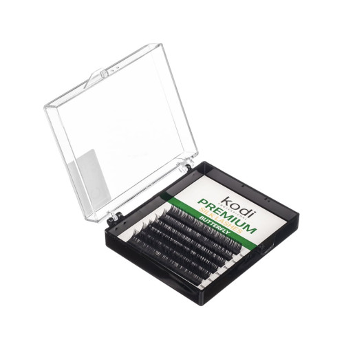 Eyelashes for extension Kodi (6 rows) PREMIUM Butterfly Green / C 0.07 mix 7-8-9 mm / black