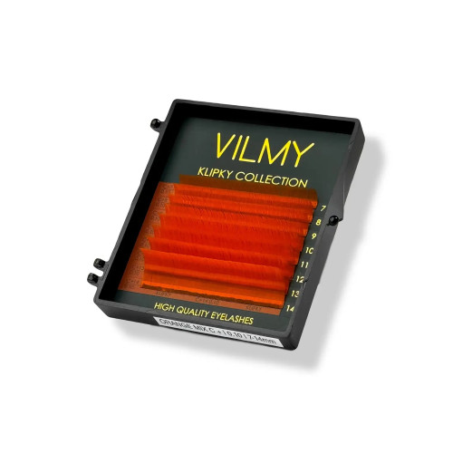 Eyelashes for extension VILMY KLIPKY (8 lines) - ORANGE mix C+ / 0.07 / 7-14 mm