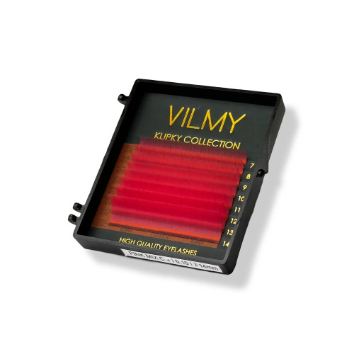 Eyelashes for extension VILMY KLIPKY (8 lines) - PINK mix C / 0.07 / 7-14 mm