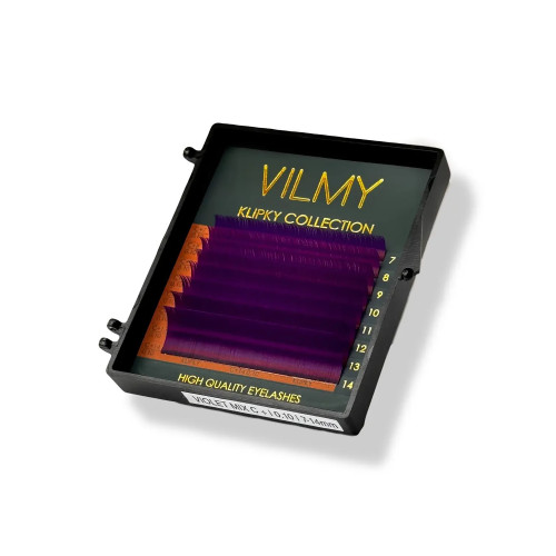 Eyelashes for extension VILMY KLIPKY (8 lines) - VIOLET mix C / 0.07 / 7-14 mm