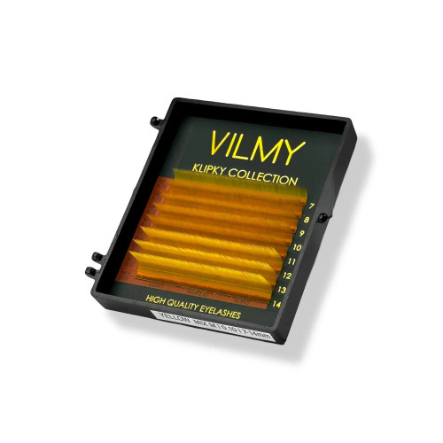 Eyelashes for extension VILMY KLIPKY (8 lines) - YELLOW mix C / 0.07 / 7-14 mm